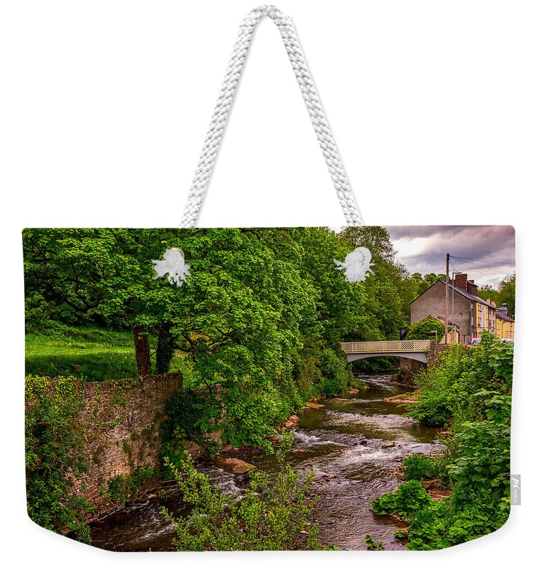 Brecon Weekender Tote Bag featuring the photograph River Usk in Brecon by Mark Llewellyn