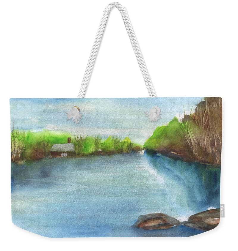 River Weekender Tote Bag featuring the painting River Wide by Frank Bright