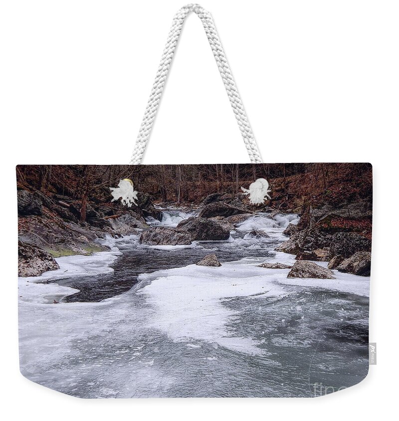 Photography Weekender Tote Bag featuring the photograph River With Ice by Phil Perkins
