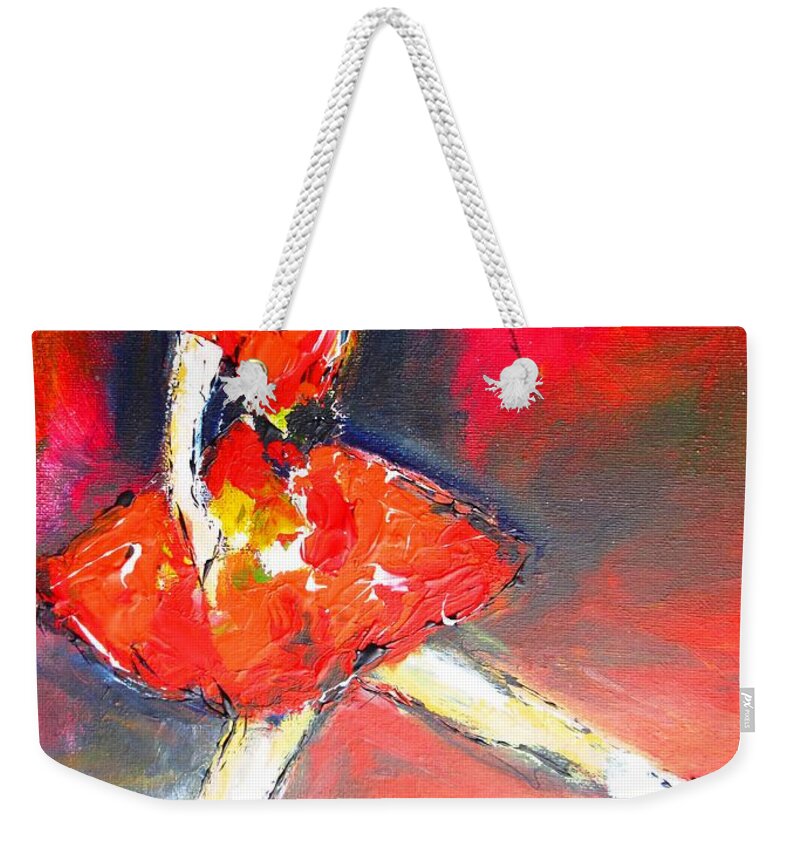 Riverdance Weekender Tote Bag featuring the painting Riverdance paintings available as a signed and numbered print on canvas see www.pixi-art.com by Mary Cahalan Lee - aka PIXI