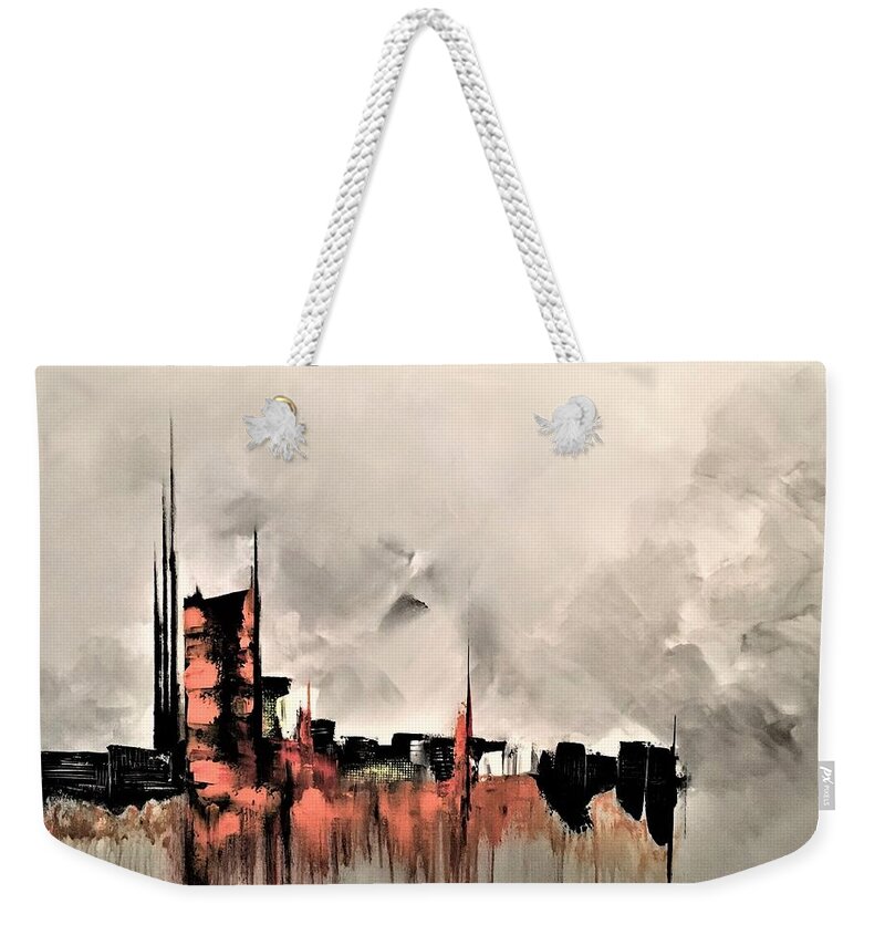Abstract Weekender Tote Bag featuring the painting Riveting by Soraya Silvestri
