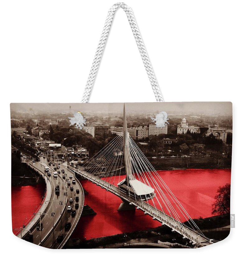 Rivi�re Weekender Tote Bag featuring the digital art Riviere Rouge Red River by Julius Reque