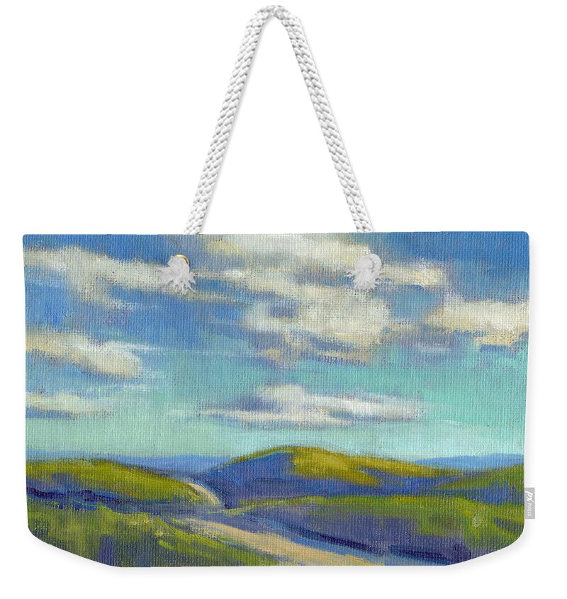 Landscape Weekender Tote Bag featuring the painting Road to the Sky by Konnie Kim