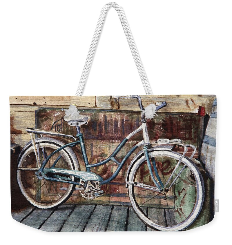 Vintage Weekender Tote Bag featuring the painting Roadmaster Bicycle by Joey Agbayani