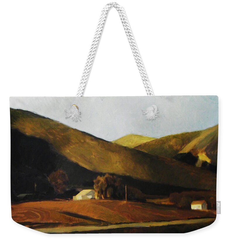 Landscape Weekender Tote Bag featuring the painting Roadside by Thomas Tribby