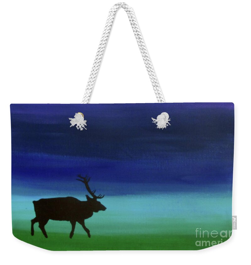 Elk Weekender Tote Bag featuring the painting Roaming Elk by Sara Becker