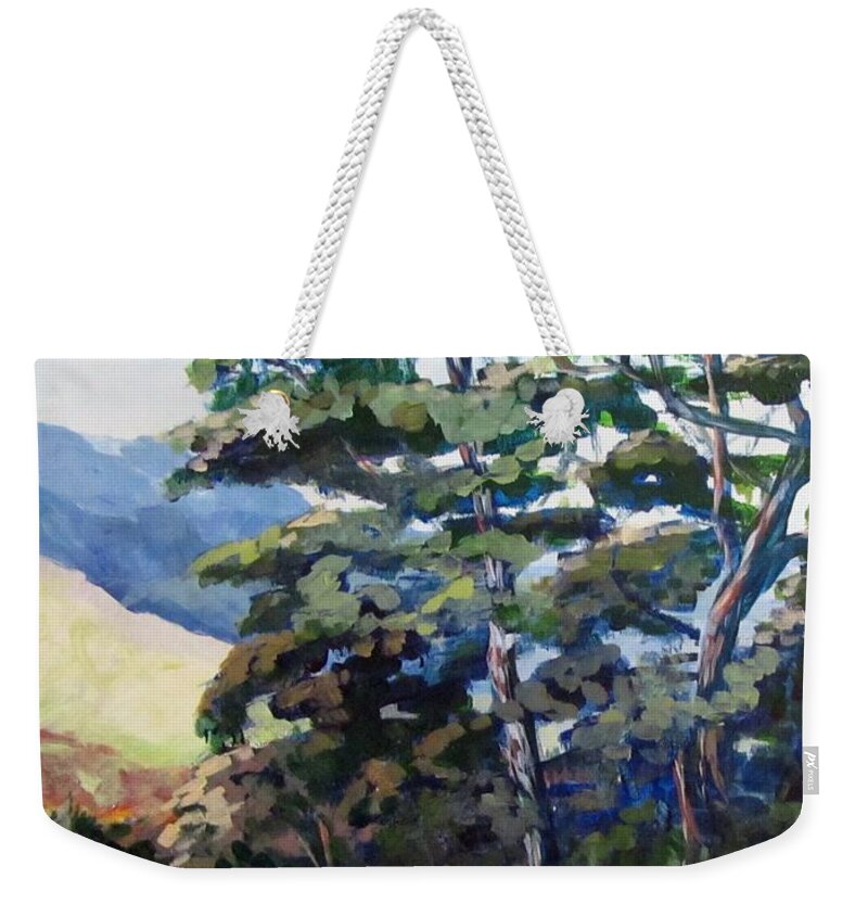 Trees Weekender Tote Bag featuring the painting Robyn's Trees by Barbara O'Toole