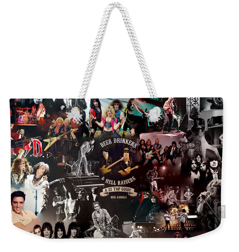 Elvis Weekender Tote Bag featuring the digital art Rock 80s Collage by Galeria Trompiz