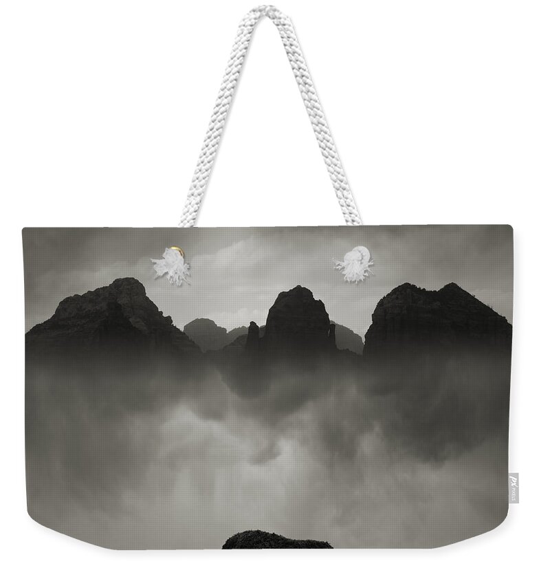 Landscape Weekender Tote Bag featuring the photograph Rock and Peaks by David Gordon