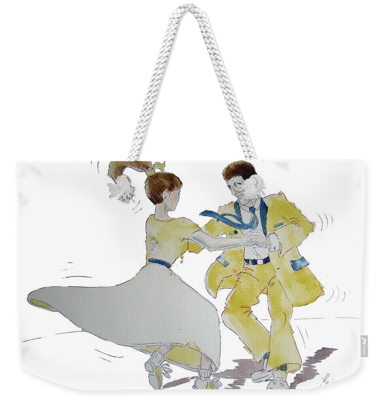 Nostalgia Weekender Tote Bag featuring the painting Rock Around The Clock by Mike Jory