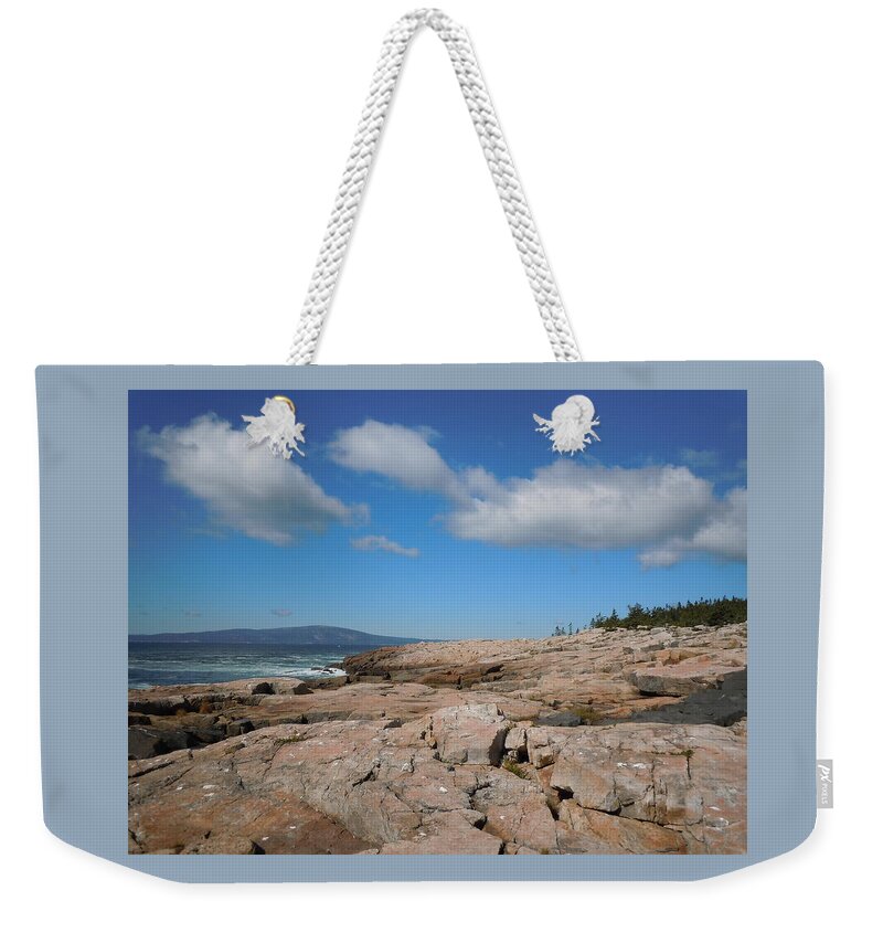 Maine Landscape Weekender Tote Bag featuring the photograph Rock flow at Schoodic Point by Francine Frank