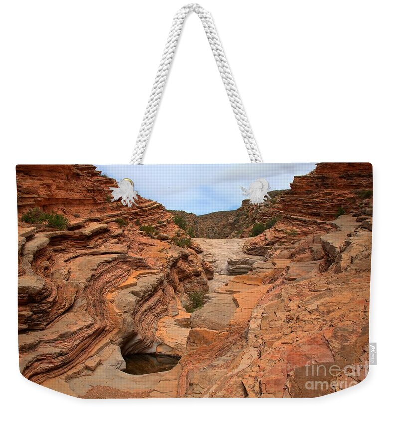 Ernst Tinaja Weekender Tote Bag featuring the photograph Rock Layers At Ernst Tinaja by Adam Jewell