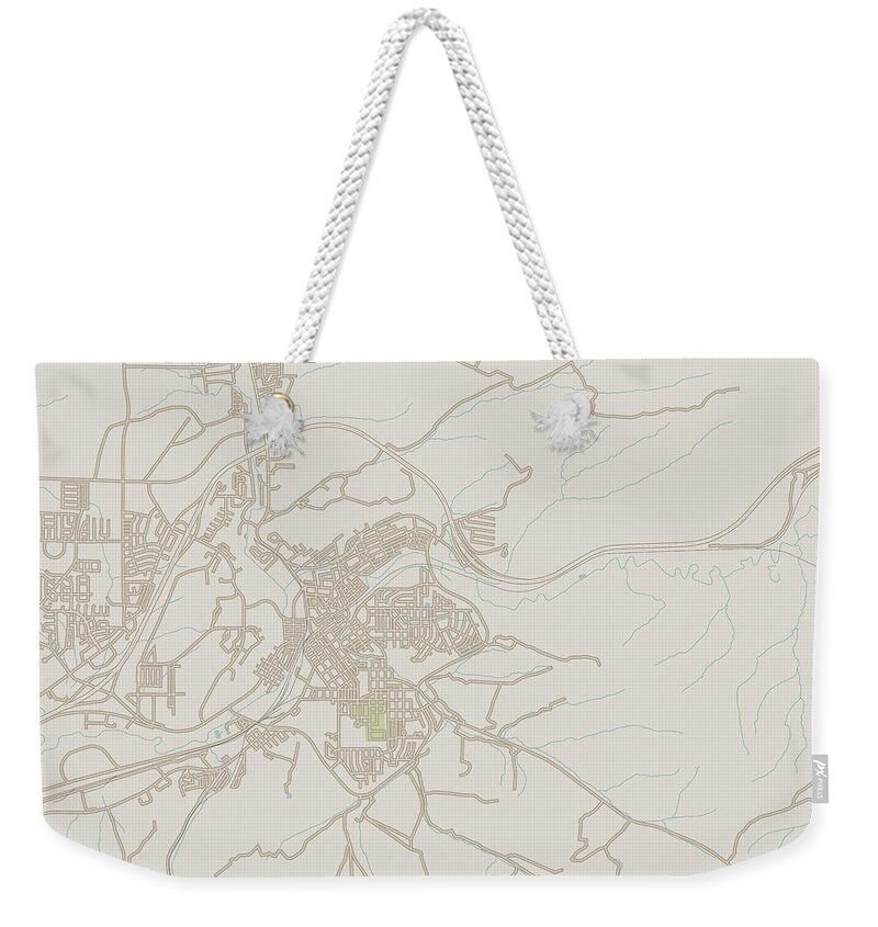 Rock Springs Weekender Tote Bag featuring the digital art Rock Springs Wyoming US City Street Map by Frank Ramspott