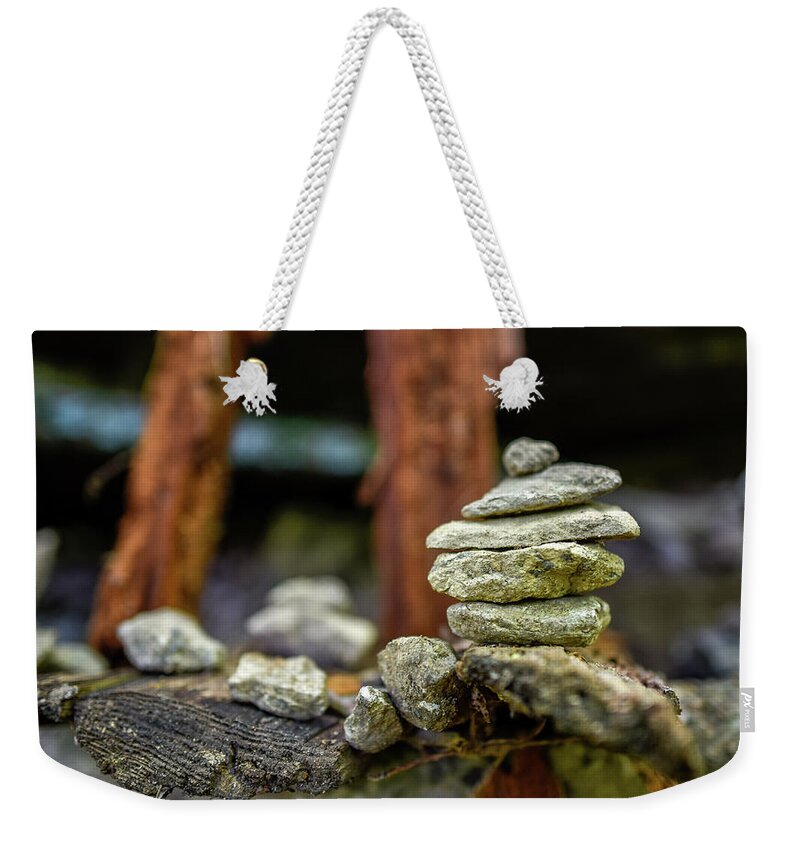 Blue Ridge Weekender Tote Bag featuring the photograph Rock Stack by Doug Ash