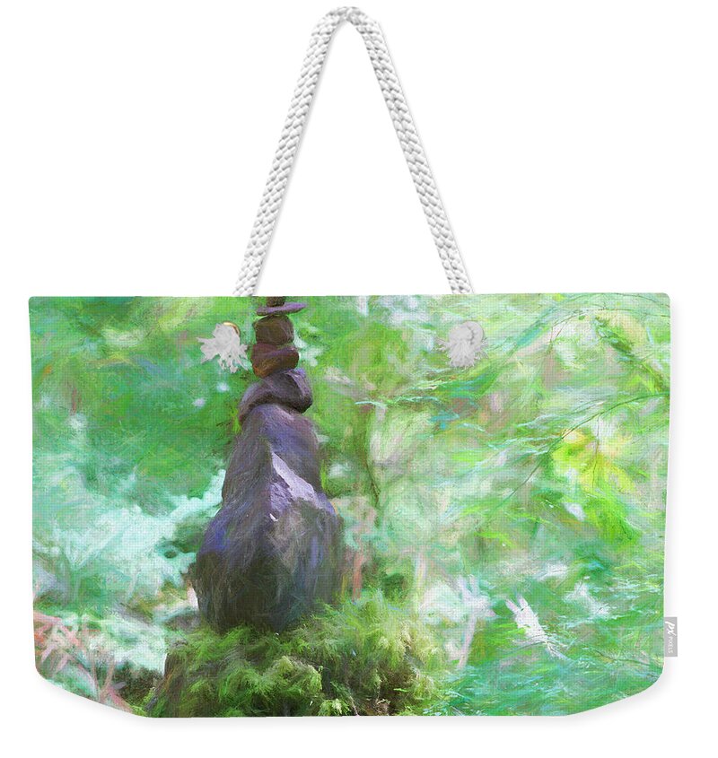 Rock Weekender Tote Bag featuring the photograph Rock Stack by Kathy Bassett