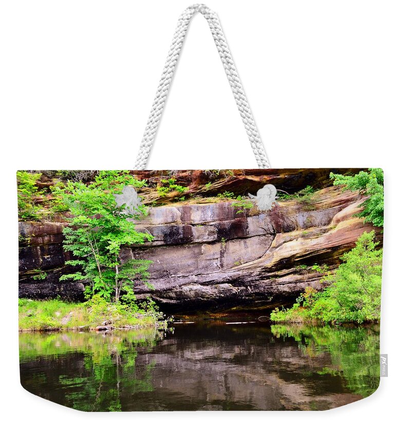Reflections Weekender Tote Bag featuring the photograph Rock Wall Reflections by Stacie Siemsen