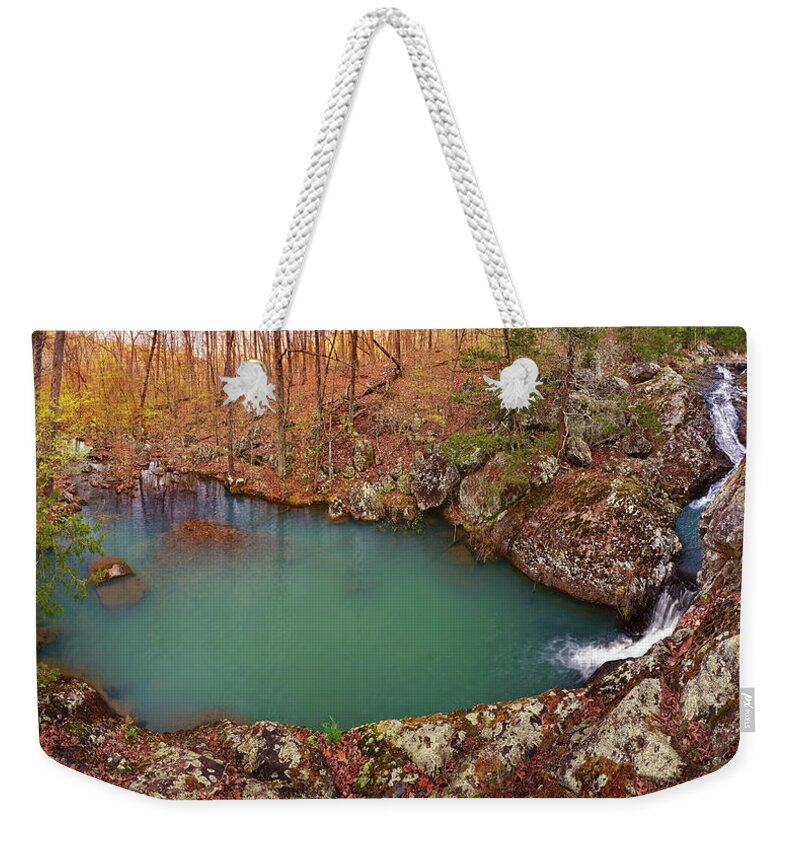 Cascade Weekender Tote Bag featuring the photograph Rockpile Mountain Shut-ins by Robert Charity