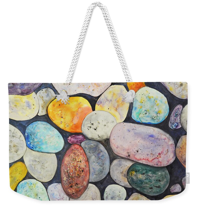 Rocks Weekender Tote Bag featuring the painting Rocks by Kellie Chasse