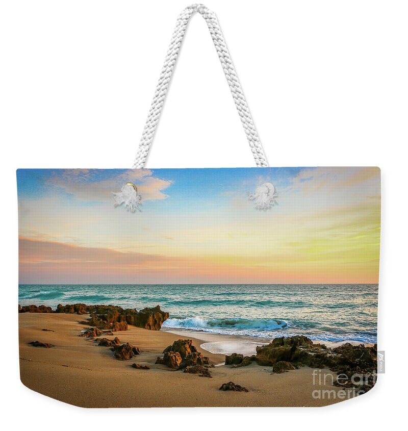 Beach Weekender Tote Bag featuring the photograph Rocky Beach by Tom Claud
