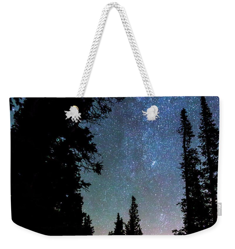 Stars Weekender Tote Bag featuring the photograph Rocky Mountain Forest Night by James BO Insogna