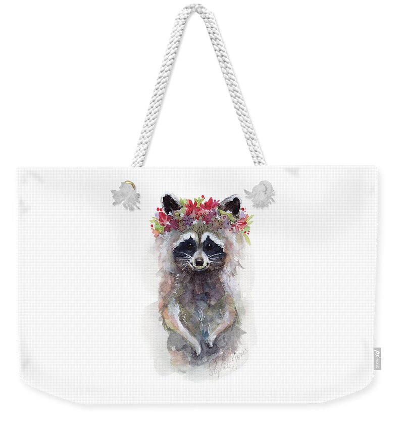 Raccoon Weekender Tote Bag featuring the painting Rocky Raccoon by Stephie Jones