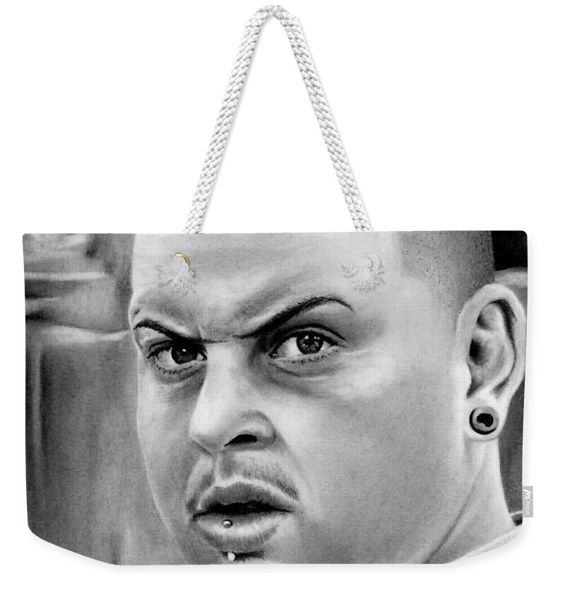 Rodney Rush Weekender Tote Bag featuring the drawing Rodney Rush as Combo by Rick Fortson