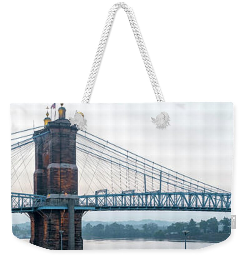 Roebling Bridge Weekender Tote Bag featuring the photograph Roebling Bridge by Rob Amend