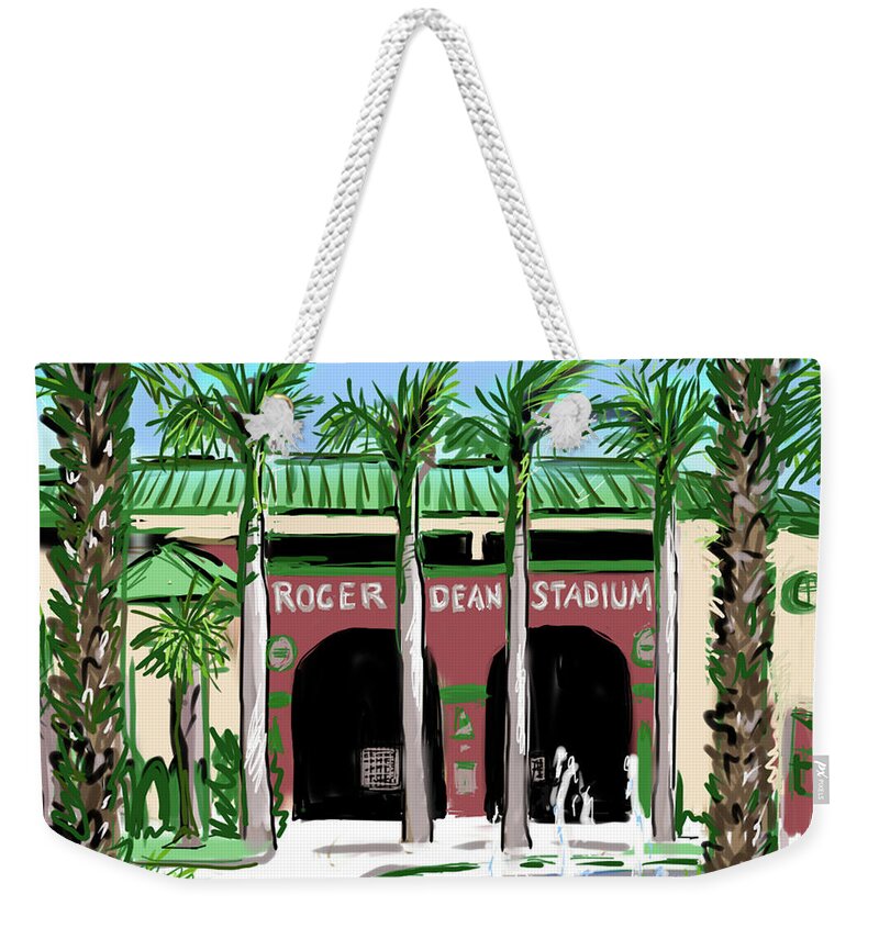 Roger Dean Stadium Weekender Tote Bag featuring the painting Roger Dean Stadium by Jean Pacheco Ravinski