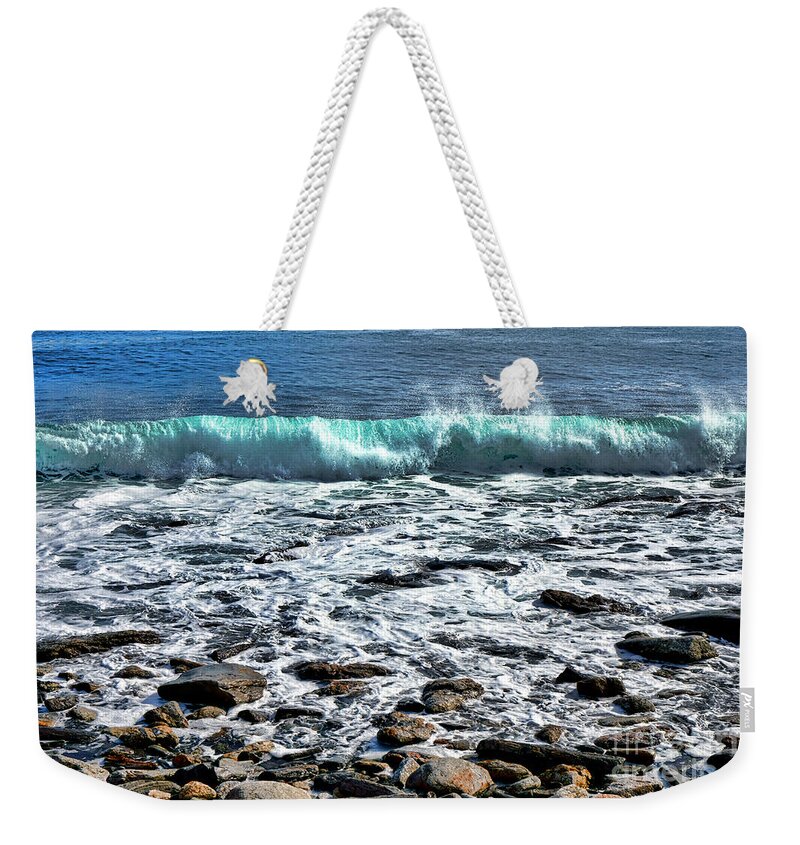 Maine Weekender Tote Bag featuring the photograph Rolling Wave on the Coast of Maine by Olivier Le Queinec