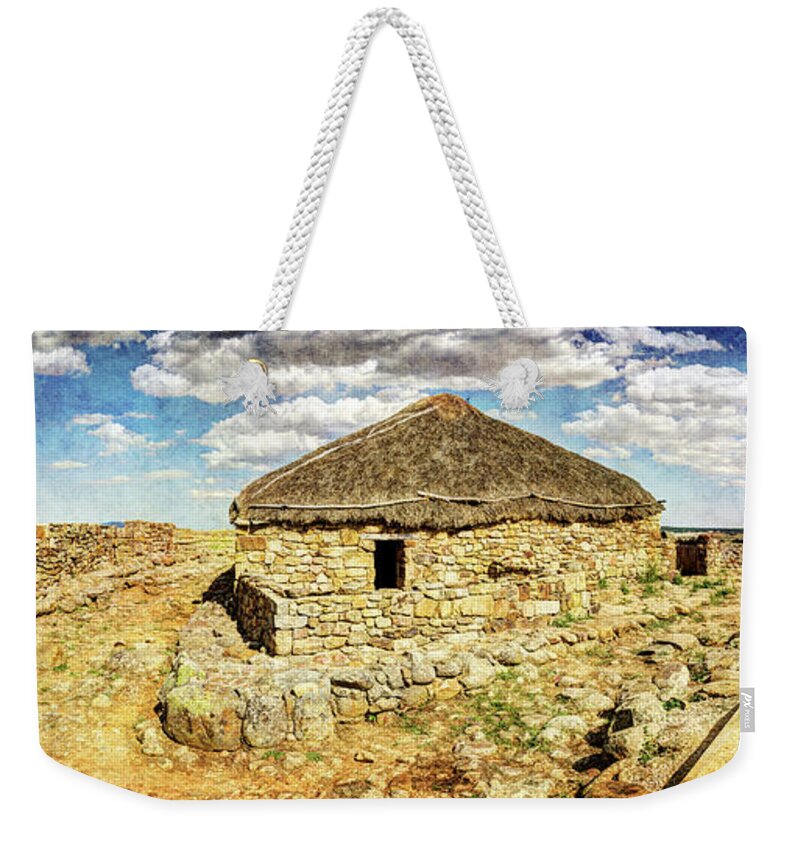 Roman Weekender Tote Bag featuring the photograph Roman and Celtic houses in Numantia by Weston Westmoreland