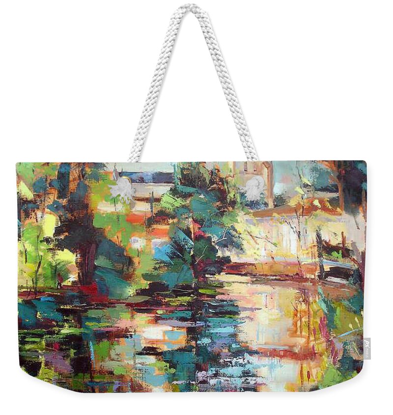 Magne 79 Weekender Tote Bag featuring the painting Roman Church at Magne 79 by Kim PARDON