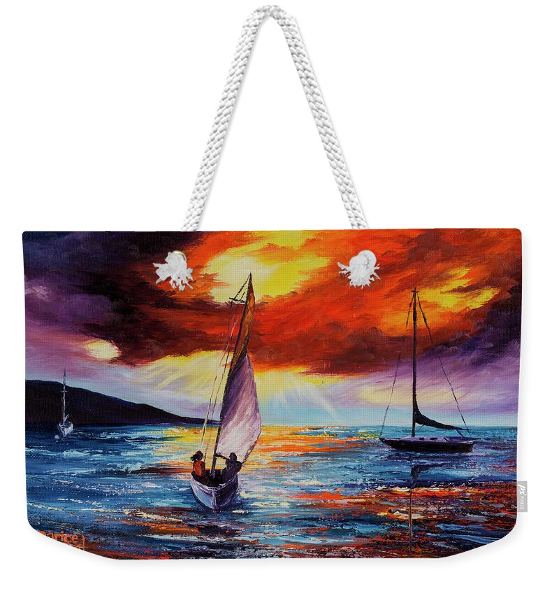 Darice Weekender Tote Bag featuring the painting Romancing The Sail by Darice Machel McGuire