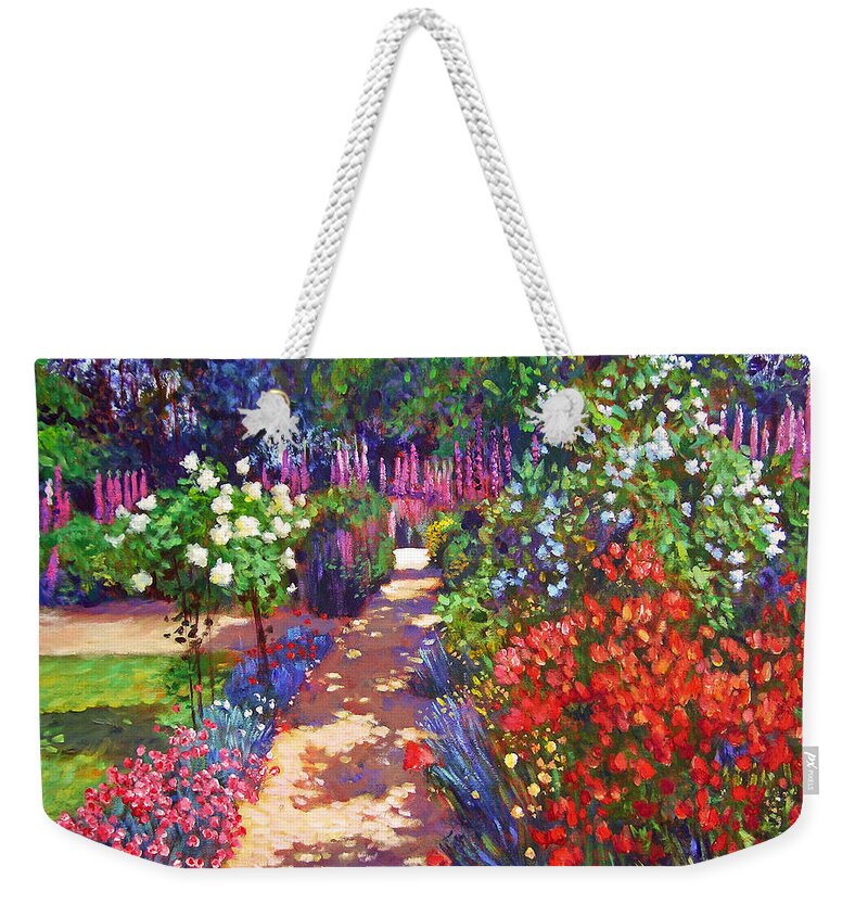 Impressionism Weekender Tote Bag featuring the painting Romantic Garden Walk by David Lloyd Glover