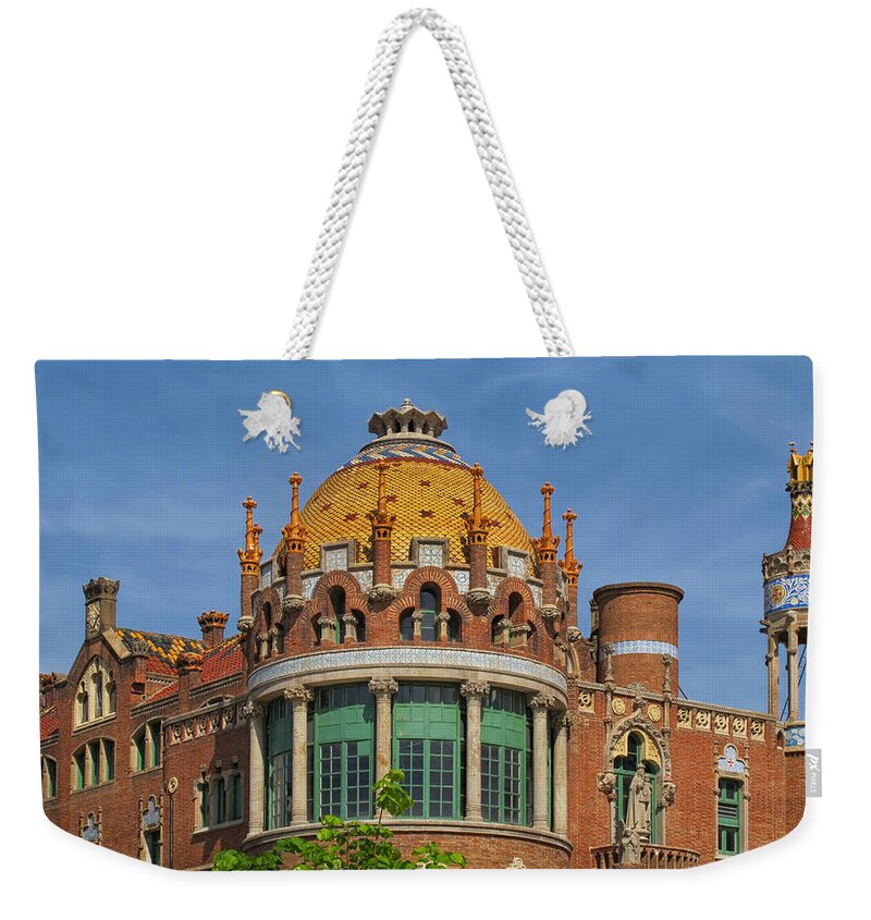 Barcelona Weekender Tote Bag featuring the photograph Rooftops at Sant Pau Barcelona by Dave Mills