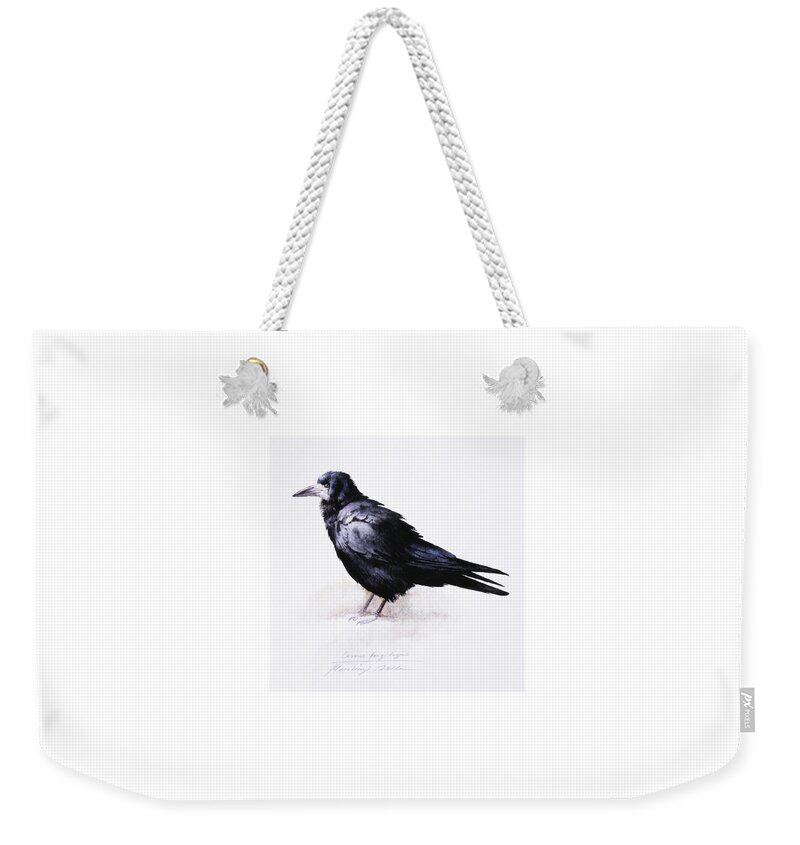 Rook Weekender Tote Bag featuring the painting Rook by Attila Meszlenyi