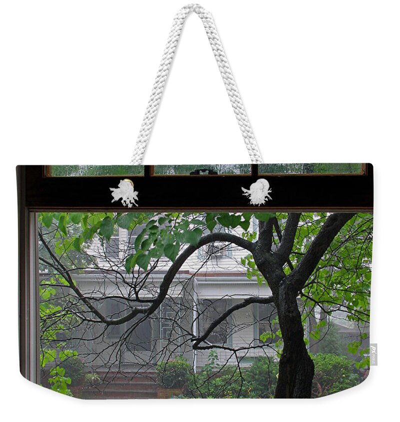 Window Weekender Tote Bag featuring the photograph Room with a Rainy View by Juergen Roth