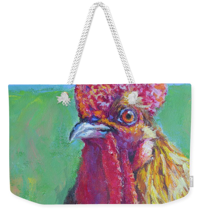 Rooster Weekender Tote Bag featuring the painting Rooster No. 1 by Kerima Swain