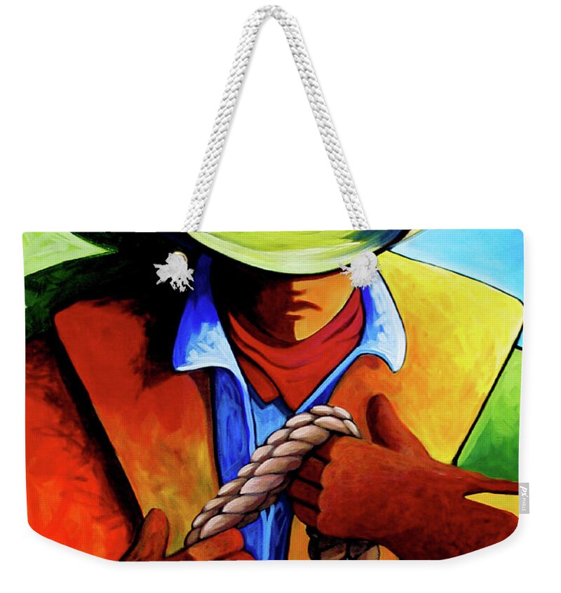 Contemporary Weekender Tote Bag featuring the painting Roper by Lance Headlee