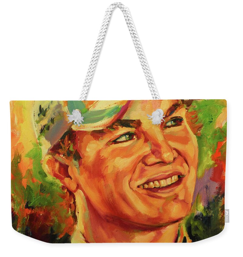 Roseberg Weekender Tote Bag featuring the painting Rosberg by Tachi Pintor