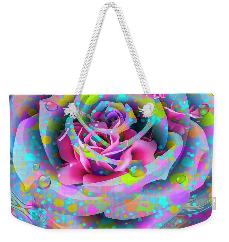 Petals Weekender Tote Bag featuring the digital art Rose by Eleni Synodinou