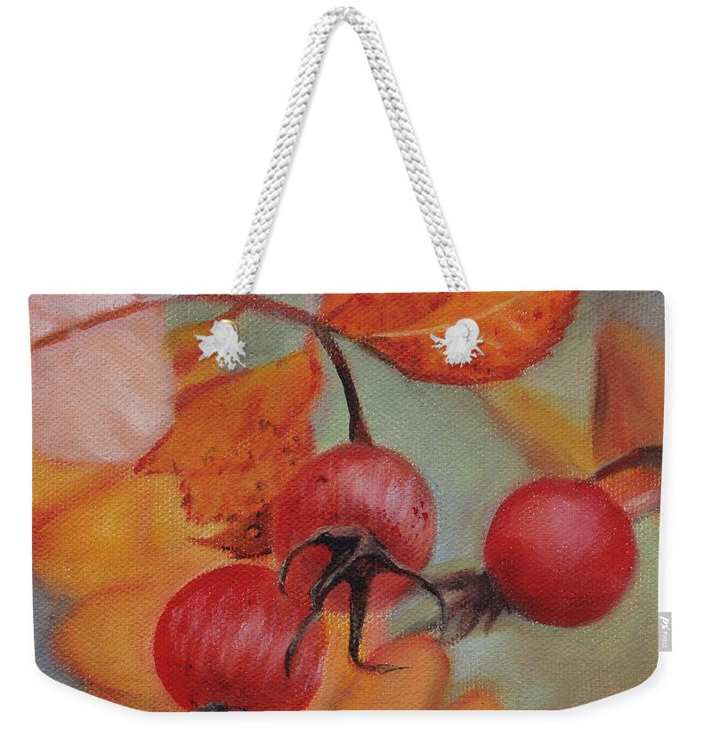 Nature Weekender Tote Bag featuring the painting Rose Hips by Tammy Taylor