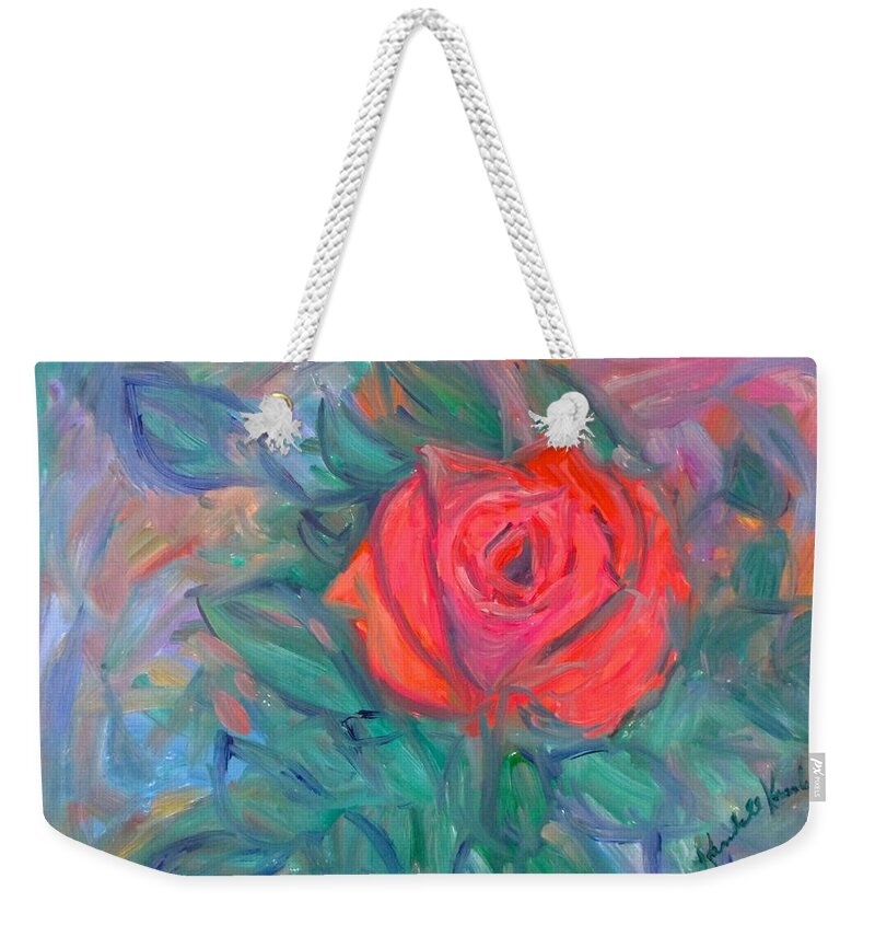 Rose Weekender Tote Bag featuring the painting Rose Hope Stage One by Kendall Kessler