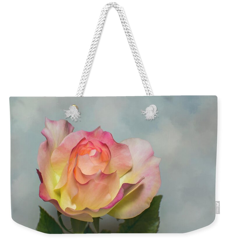 Rose Weekender Tote Bag featuring the photograph Rose In The Clouds by Cathy Kovarik