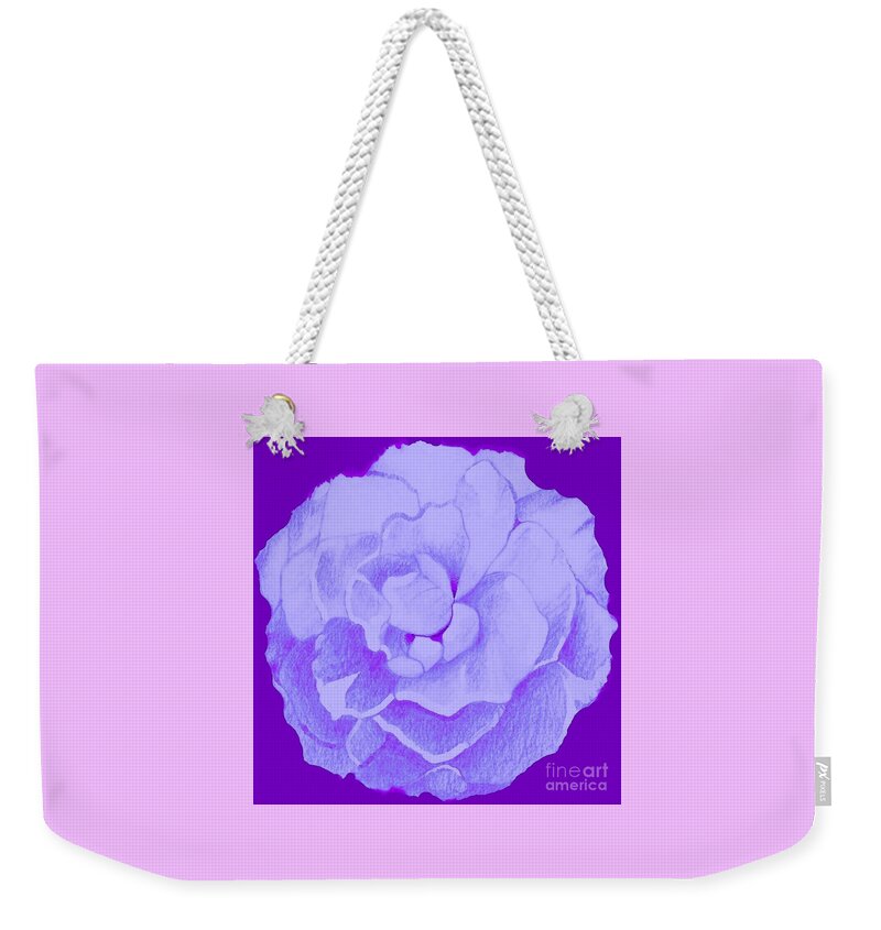 Rose Weekender Tote Bag featuring the digital art Rose On Purple by Helena Tiainen