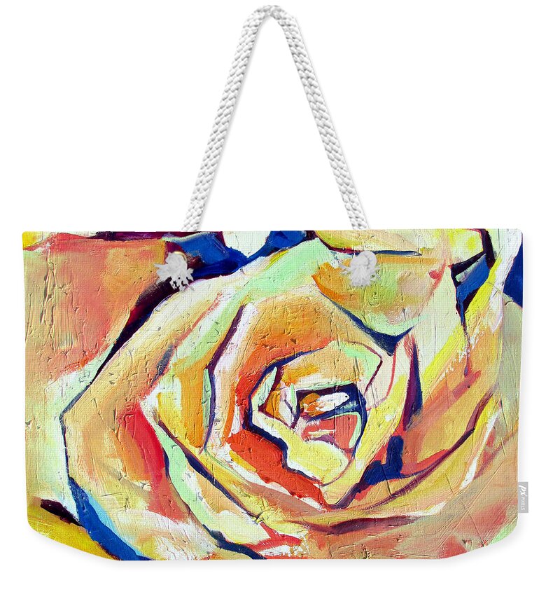 Florals Weekender Tote Bag featuring the painting Rose Sun by John Gholson