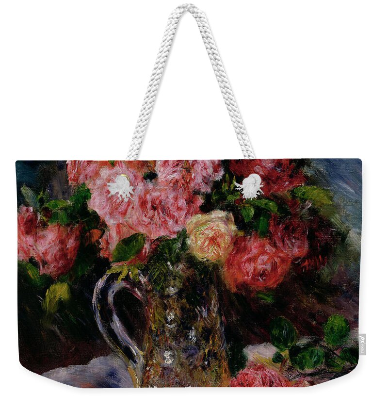 Roses Weekender Tote Bag featuring the painting Roses by Pierre Auguste Renoir