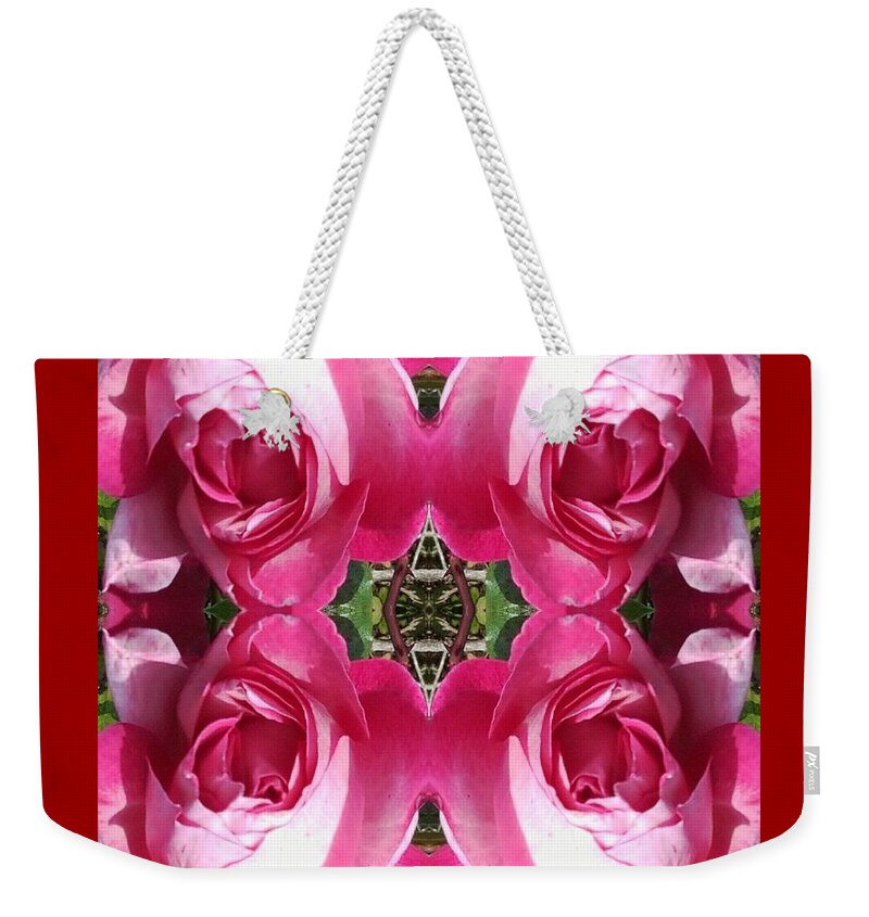 Rose Weekender Tote Bag featuring the photograph Roses with Thorn Photo Fractal by Julia Woodman