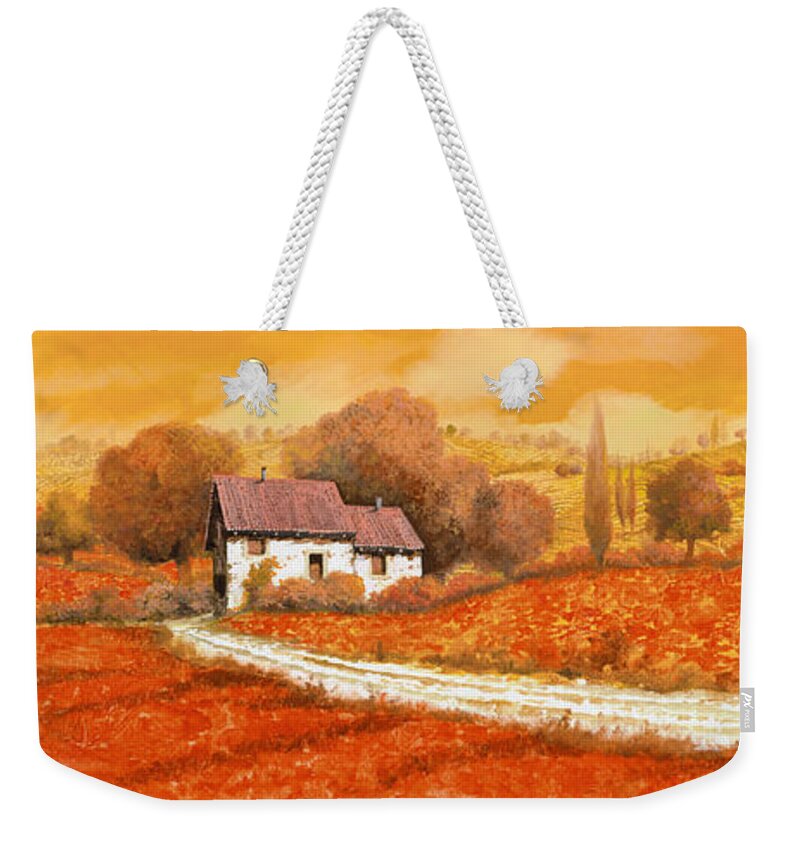 Tuscany Weekender Tote Bag featuring the painting I papaveri rossi by Guido Borelli