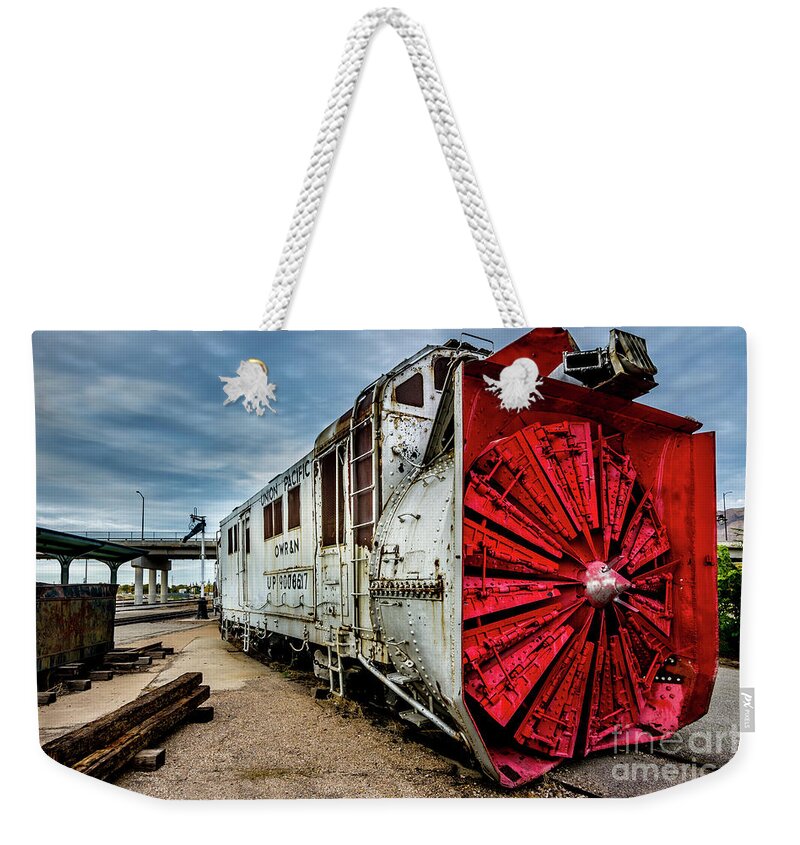 Rotary Snow Plow Weekender Tote Bag featuring the photograph Rotary Snow Plow Vintage Train - Utah by Gary Whitton