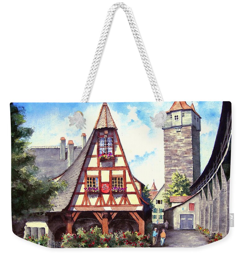 Germany Weekender Tote Bag featuring the painting Rothenburg Memories by Sam Sidders
